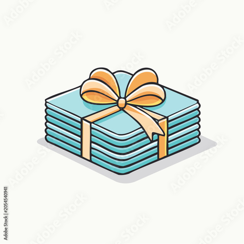 Stack of Blue Presents Tied with a Yellow Ribbon