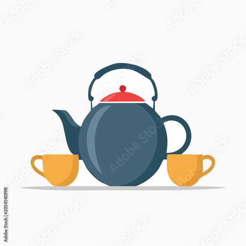 Teapot and Two Cups Illustration