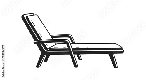 Fotografie Black and White Illustration of Chaise Lounge.
