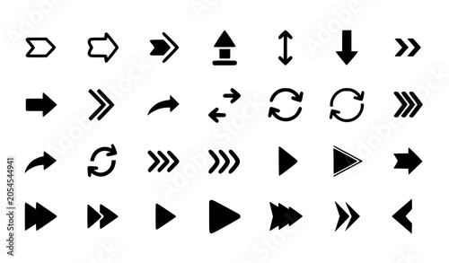 Canvastavla Black Arrow Icon Collection with Direction Navigation Pointer and Movement Symbo