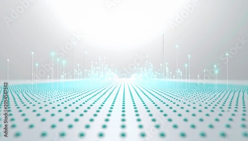 Minimalist Cyan Particle Grid Pattern with Soft Motion Technology Background