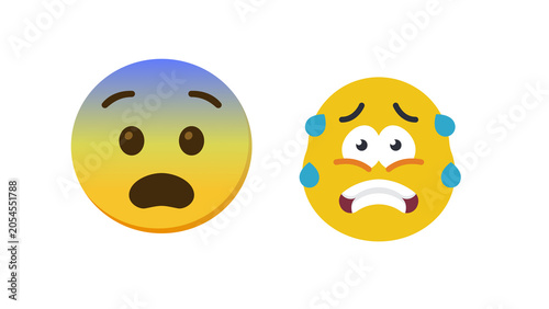 Photos Scared emoji illustration isolated on transparent background, shocked facial expression icon for reactions, messaging, social media, stickers and creative design projects