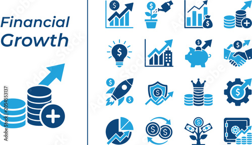 Photos Financial growth solid icon set