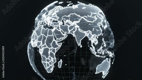 Digital Earth Globe Rotating With Glowing Networking Global Data Grid