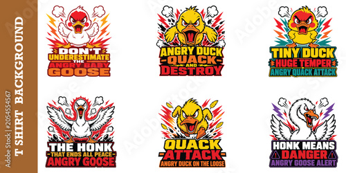Fotografija Angry baby goose overestimate illustration for garment print and decorative sticker art