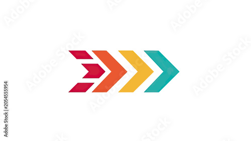 Photos Multicolored directional arrows arrayed from left to right, expanding in size