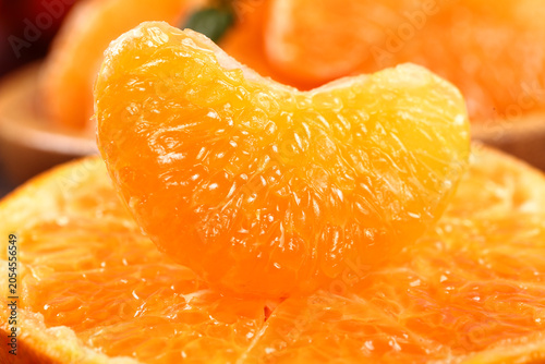 Bild auf Leinwand Fresh Mandarin Orange Segment - Juicy Citrus Fruit Detail
