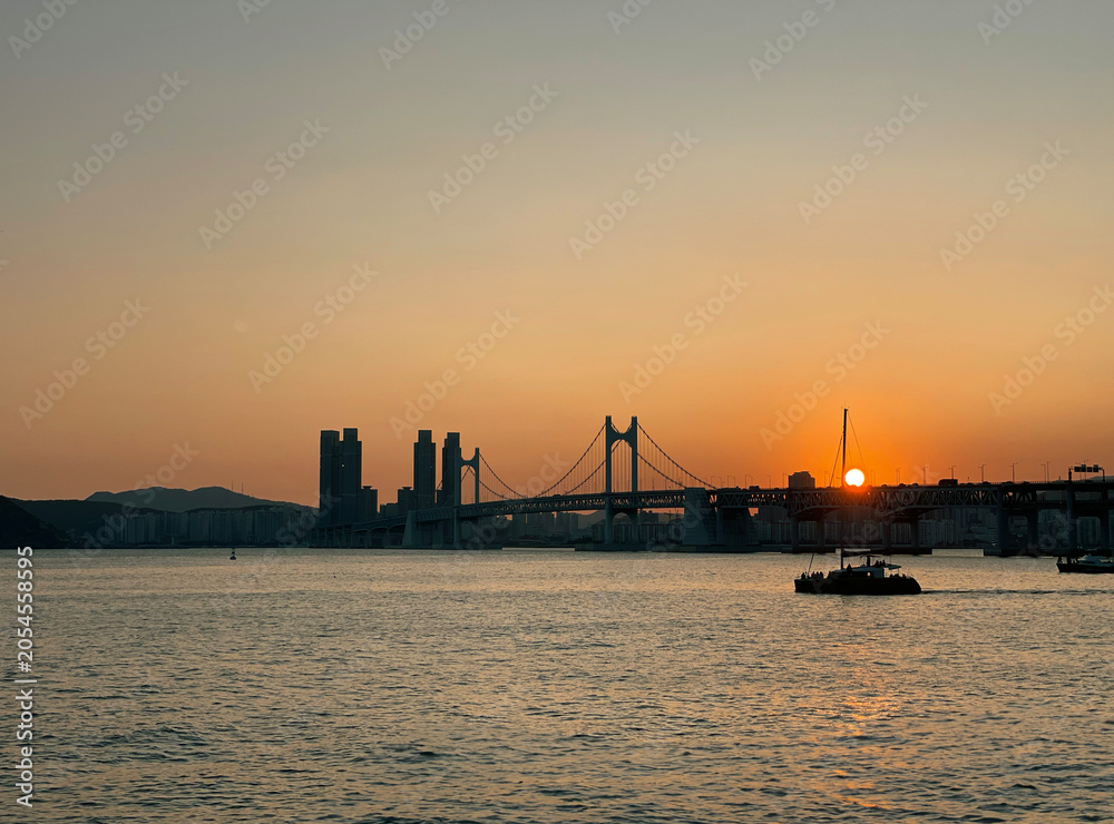 Fototapeta premium sunset over the city