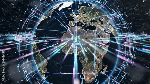 Global Digital Network Connecting Industrial Oil And Gas Production