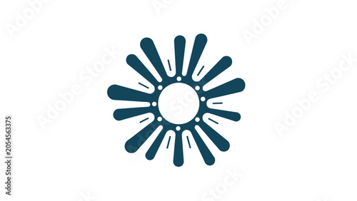 Obraz na plátne Abstract dark teal starburst with rounded tips and inner circle details