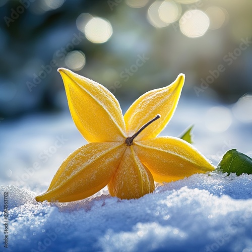 starfruit isolated on winter background
