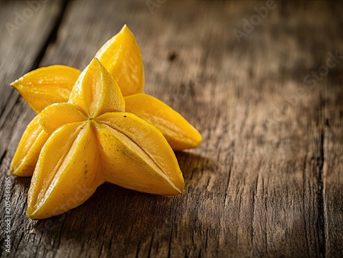 starfruit isolated on wooden background