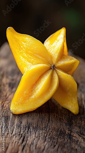 starfruit isolated on wooden background