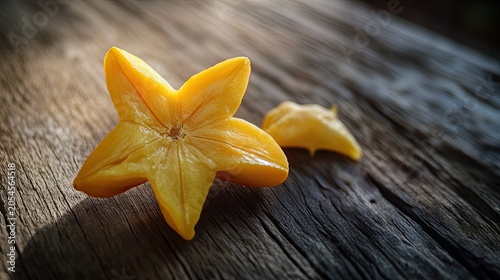 starfruit isolated on wooden background