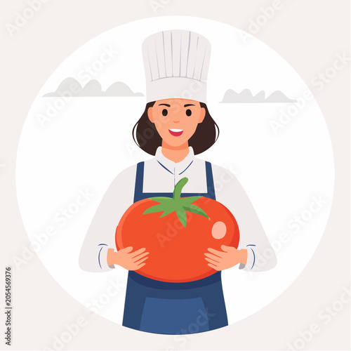 Chef Holding a Large Tomato