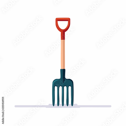Illustration of a garden fork with a D-shaped handle