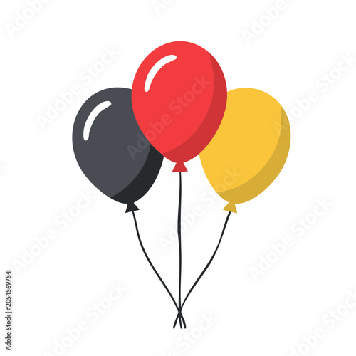 Three Colorful Balloons Flat Design