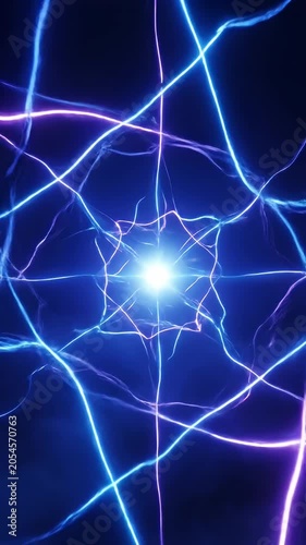 Glowing blue and purple geometric star light pattern.