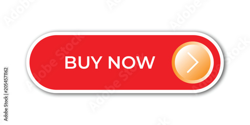 Buy Now CTA Button UI Design Red Pill Interface with Glossy Chevron Circle Icon