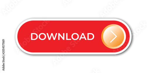 Download CTA Button UI Design Red Pill Interface with Glossy Chevron Circle Icon