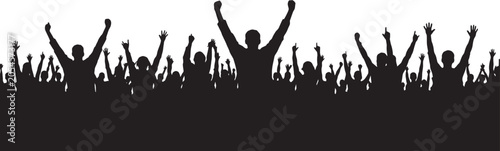 Sports Fans Crowd Silhouette Vector Illustration