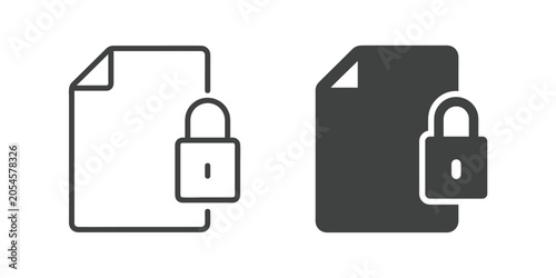 Fotografi Locked File icon. Line and glyph solid icon