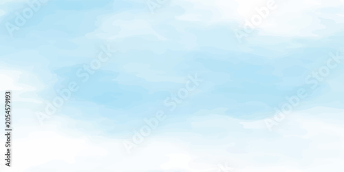 Cuadro en lienzo Soft blue abstract watercolor background with horizontal cloud texture