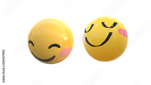 Fotografi Shy emoji illustration isolated on transparent background, cute blushing face expression for messaging, stickers, social media, reactions and creative design projects