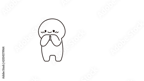 Εκτύπωση καμβά Shy emoji illustration isolated on transparent background, cute blushing face expression for messaging, stickers, social media, reactions and creative design projects
