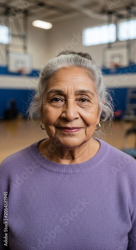 A Gentle Smile in the Gymnasium's Light