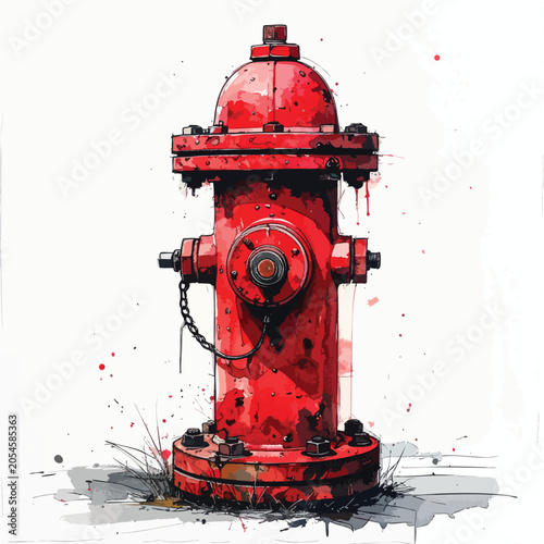 A vibrant red fire hydrant standing alone on a white background.