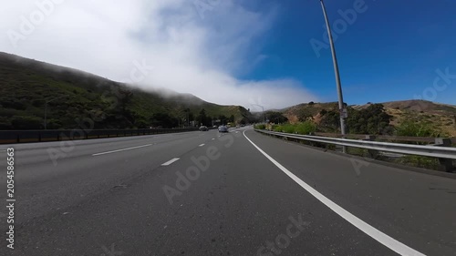 San Francisco Golden Gate Bridge Northbound 11 Front View at Northbound Entrance 101 North Driving Plate California USA Ultra Wide
