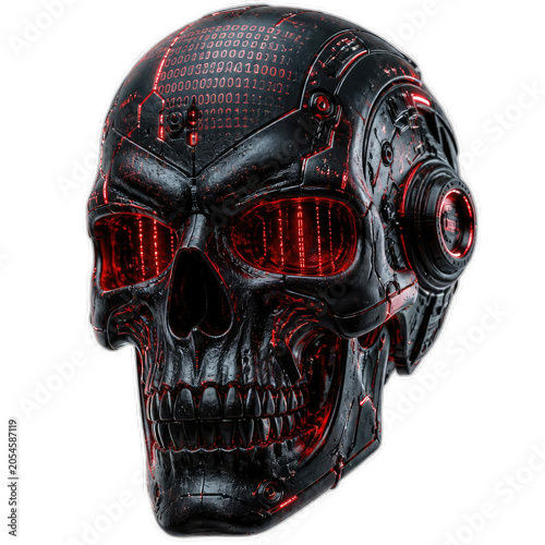 Devil skull illustration isolated on transparent Background  spooky skeletal human cranium with gothic horror style