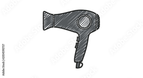 Принти на полотні Black and White Hair Dryer Illustration.