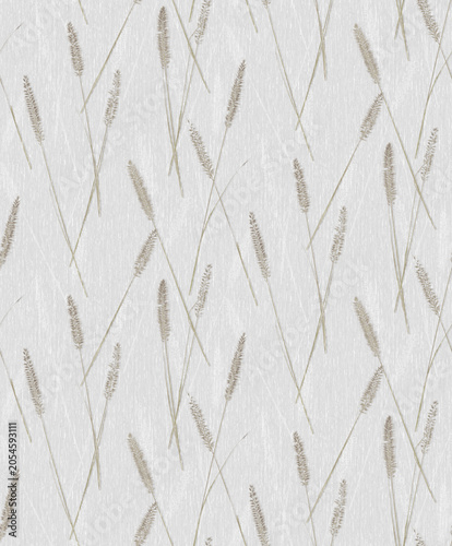 Vászonkép Seamless abstract background with delicate swaying ears on silver-grey featuring