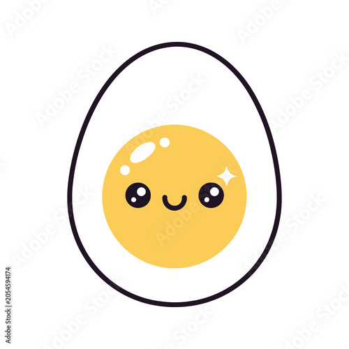 Smiling Cartoon Egg Character Face Closeup.