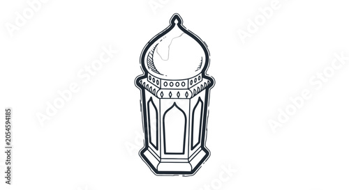 Canvas Print Islamic Mosque Dome Minaret Illustration.