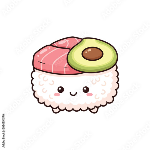Smiling sushi with tuna and avocado.