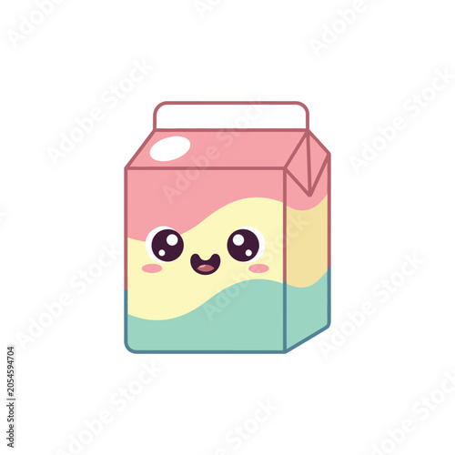 Colorful cartoon milk carton character.