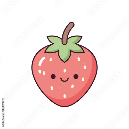 Cute Smiling Strawberry Cartoon Character.
