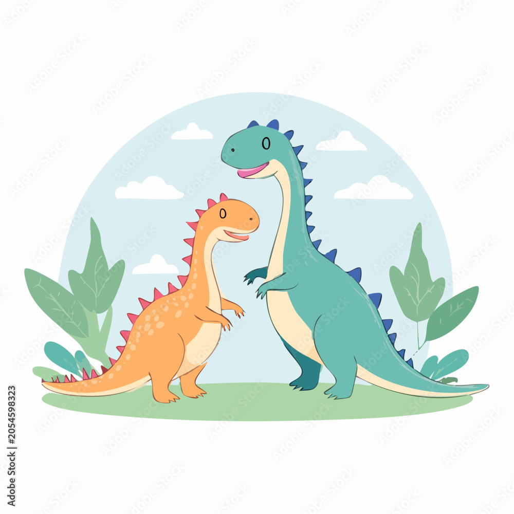Fototapeta premium Cute Cartoon Dinosaurs Illustration