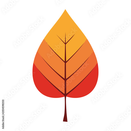 Flat design autumn leaf with warm colors