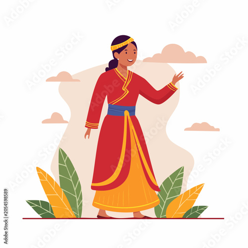 Woman in Traditional Asian Attire