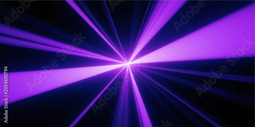 Intense neon purple laser beams exploding from a bright central source over black