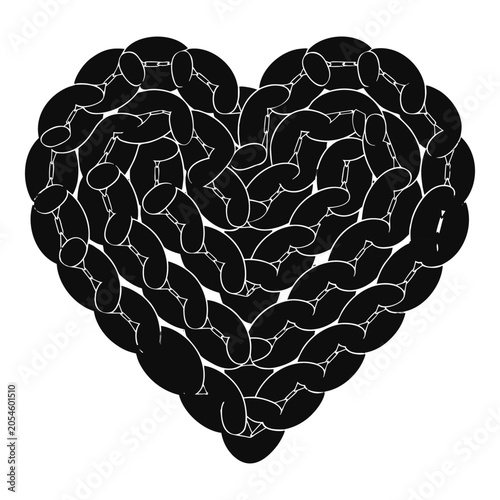 Heart shape formed by interlocking chains silhouette, vector animal icon, vector, vector art