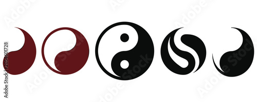 Εκτύπωση καμβά Yin yang symbol set vector illustration concept of balance and harmony