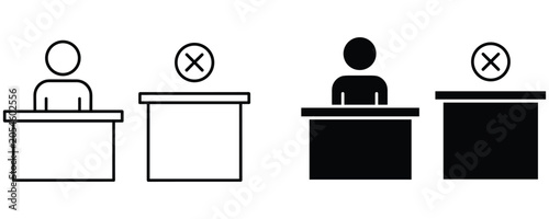 Cuadro en lienzo Workplace social distancing signs for office safety and health rules