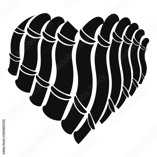 Heart silhouette formed by bones or sticks pattern, vector animal icon, vector, vector art