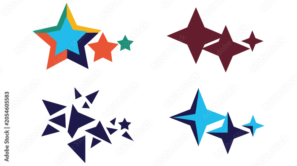 Fototapeta premium Starbursts and star shapes explosion confetti abstract colorful shapes.