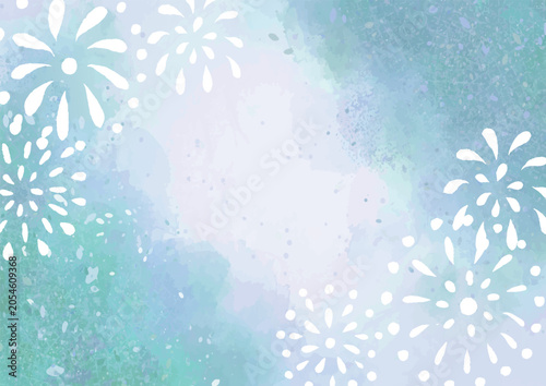 Elegant Japanese Washi Background with Gold Texture and Copy Space, Luxury Vector Design,fireworks|水彩タッチの金箔花火のベクター和背景素材 コピースペース 青